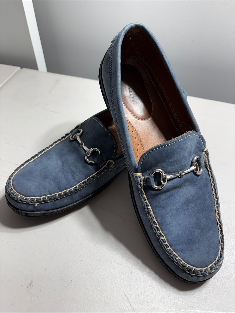 TB Phelps Blue Nubuck Bit Loafers